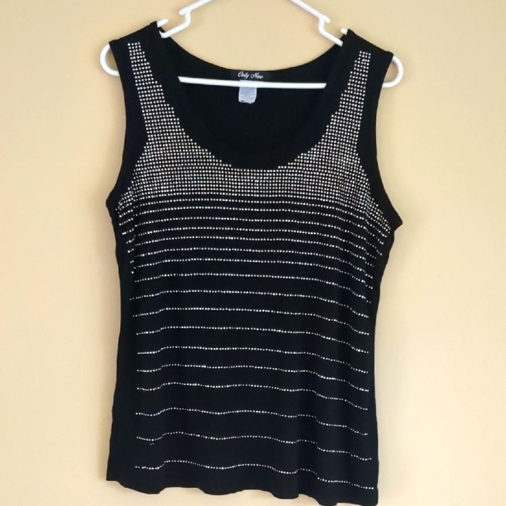 20" Pit-to-pit Only Nine Stretchy Black And Sliver Shirt Top